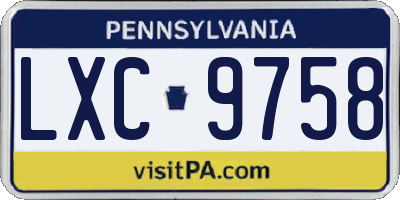 PA license plate LXC9758