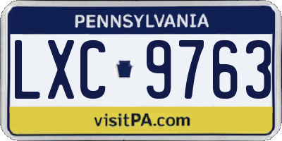 PA license plate LXC9763