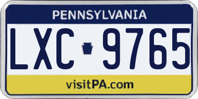 PA license plate LXC9765