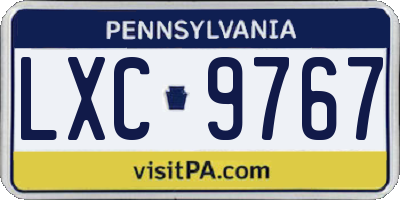 PA license plate LXC9767