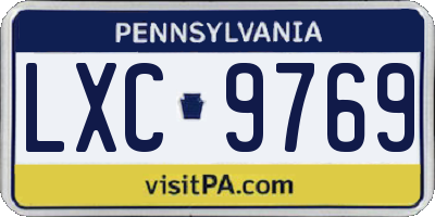 PA license plate LXC9769