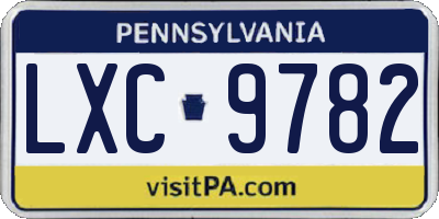 PA license plate LXC9782