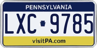 PA license plate LXC9785