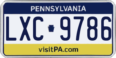 PA license plate LXC9786