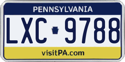 PA license plate LXC9788