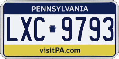 PA license plate LXC9793