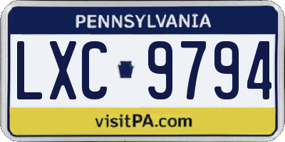 PA license plate LXC9794
