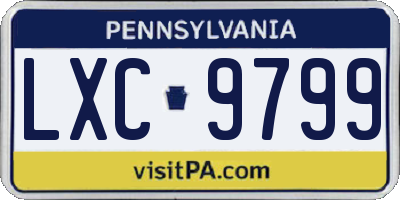 PA license plate LXC9799