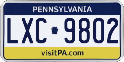 PA license plate LXC9802