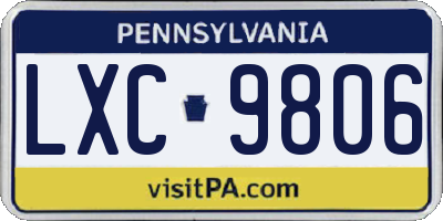 PA license plate LXC9806
