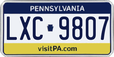 PA license plate LXC9807