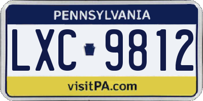 PA license plate LXC9812