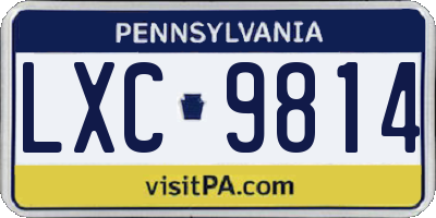 PA license plate LXC9814