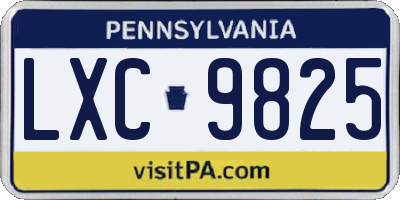 PA license plate LXC9825