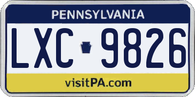 PA license plate LXC9826
