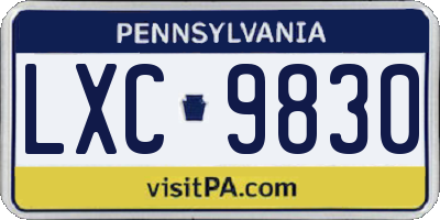 PA license plate LXC9830