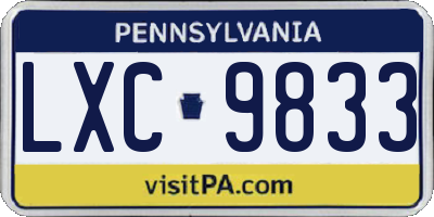 PA license plate LXC9833