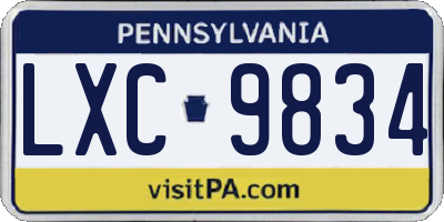 PA license plate LXC9834
