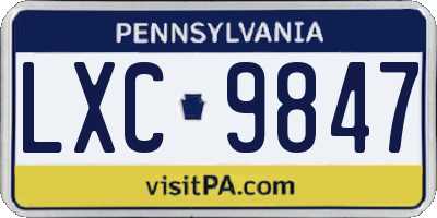 PA license plate LXC9847