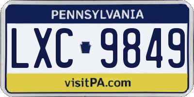 PA license plate LXC9849