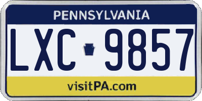 PA license plate LXC9857