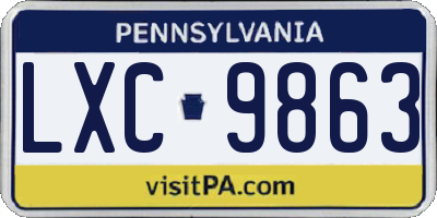 PA license plate LXC9863