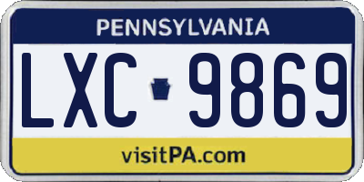PA license plate LXC9869