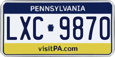 PA license plate LXC9870