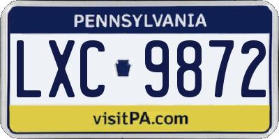 PA license plate LXC9872