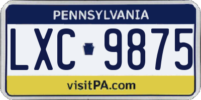 PA license plate LXC9875