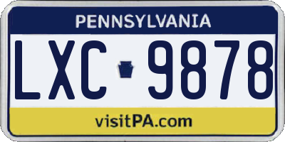PA license plate LXC9878
