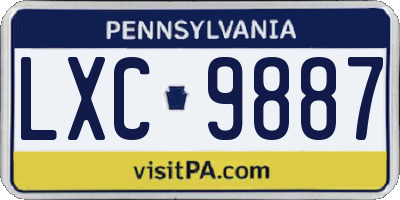 PA license plate LXC9887