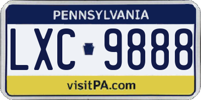 PA license plate LXC9888