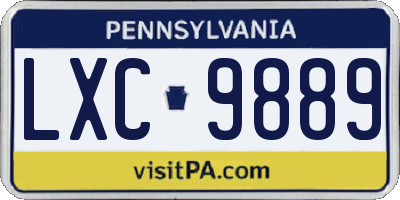PA license plate LXC9889