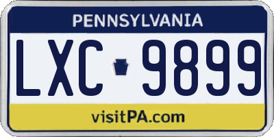 PA license plate LXC9899