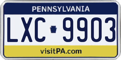 PA license plate LXC9903