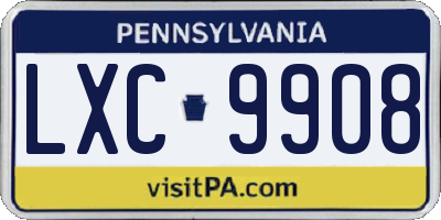 PA license plate LXC9908