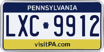PA license plate LXC9912