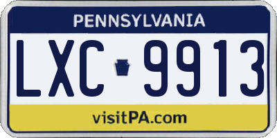 PA license plate LXC9913
