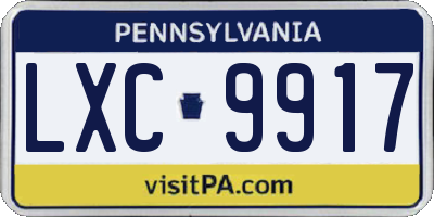 PA license plate LXC9917