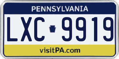 PA license plate LXC9919