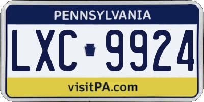 PA license plate LXC9924
