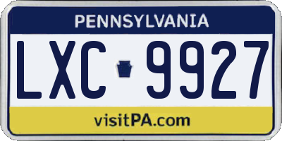 PA license plate LXC9927
