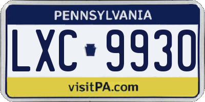 PA license plate LXC9930