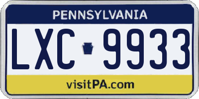PA license plate LXC9933