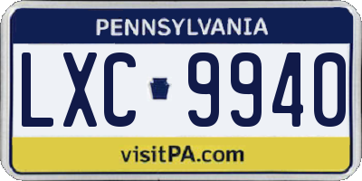 PA license plate LXC9940