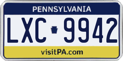 PA license plate LXC9942