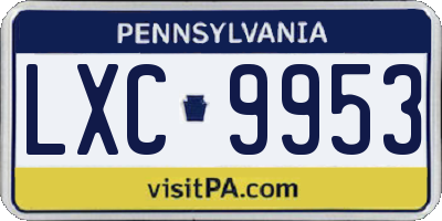 PA license plate LXC9953