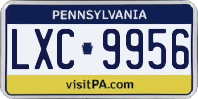 PA license plate LXC9956