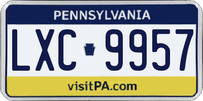 PA license plate LXC9957